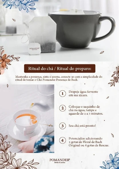 Pomander Chá Presença de Bach Transforme os seus Medos 10 sachês