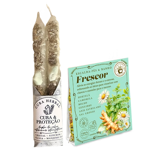 Kit Velas Brancas e Banho Frescor