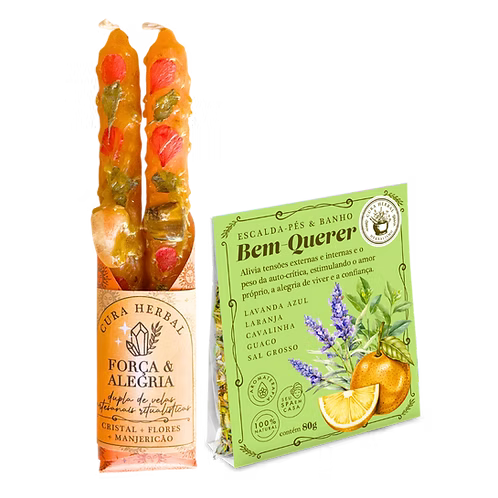 Kit Velas Laranjas e Banho Bem-Querer