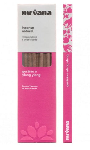 Incenso Nirvana Natural Vareta - Gerânio e Ylang Ylang