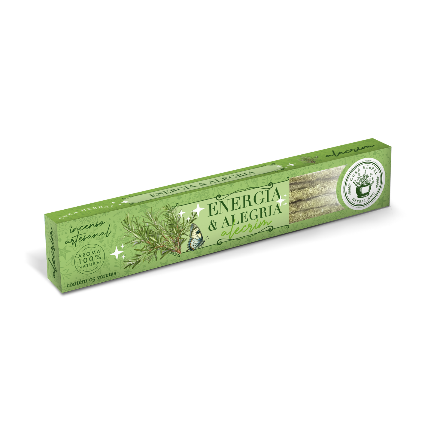 Incenso Energia & Alegria Alecrim Cura Herbal