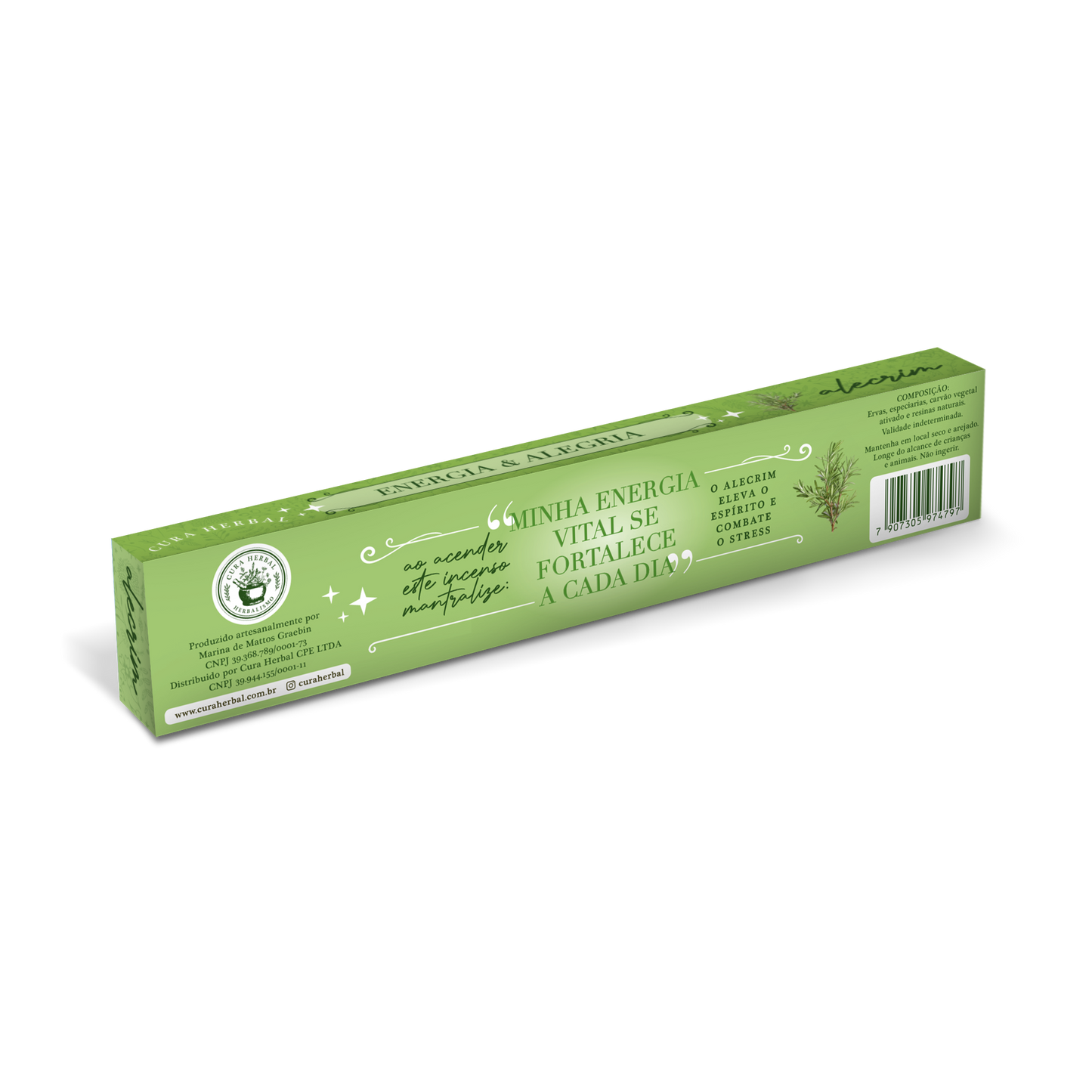 Incenso Energia & Alegria Alecrim Cura Herbal