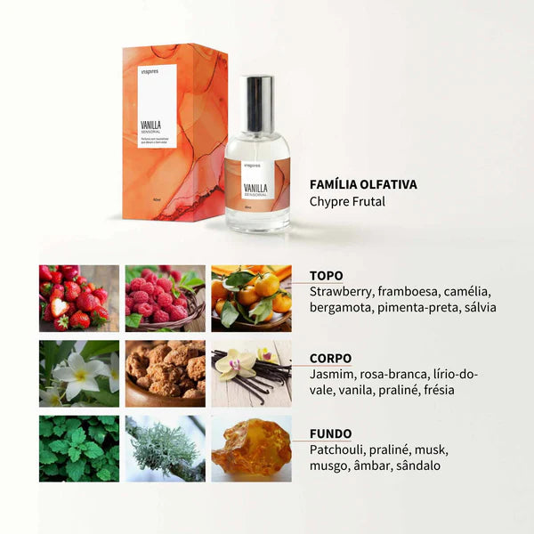 VANILLA SENSORIAL 60ml | Perfume sofisticado que utiliza a Neurociência. Envolve a pele e traz sensações de aconchego.