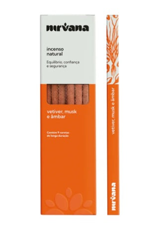 Incenso Nirvana Natural Vareta - Vetiver, Musk e Âmbar