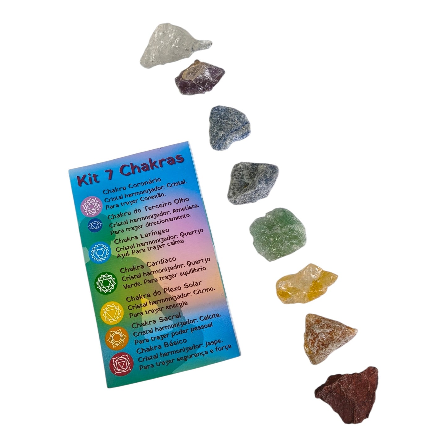 Kit de Cristais Mini Bruto – Alinhamento dos 7 Chakras