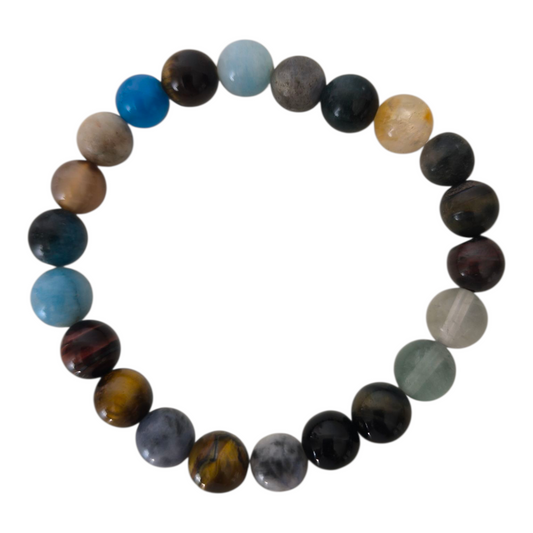 Pulseira Esferas Mista de Pedras Naturais – Boas Energias e Proteção
