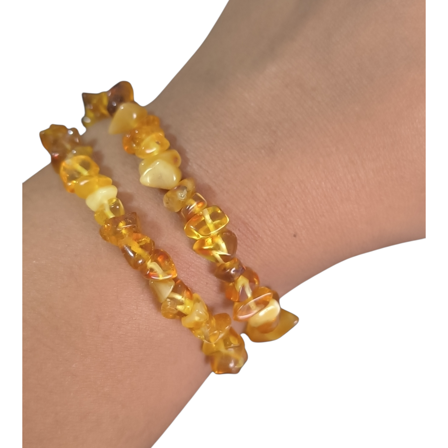 Pulseira cascalho Âmbar natural amarelo
