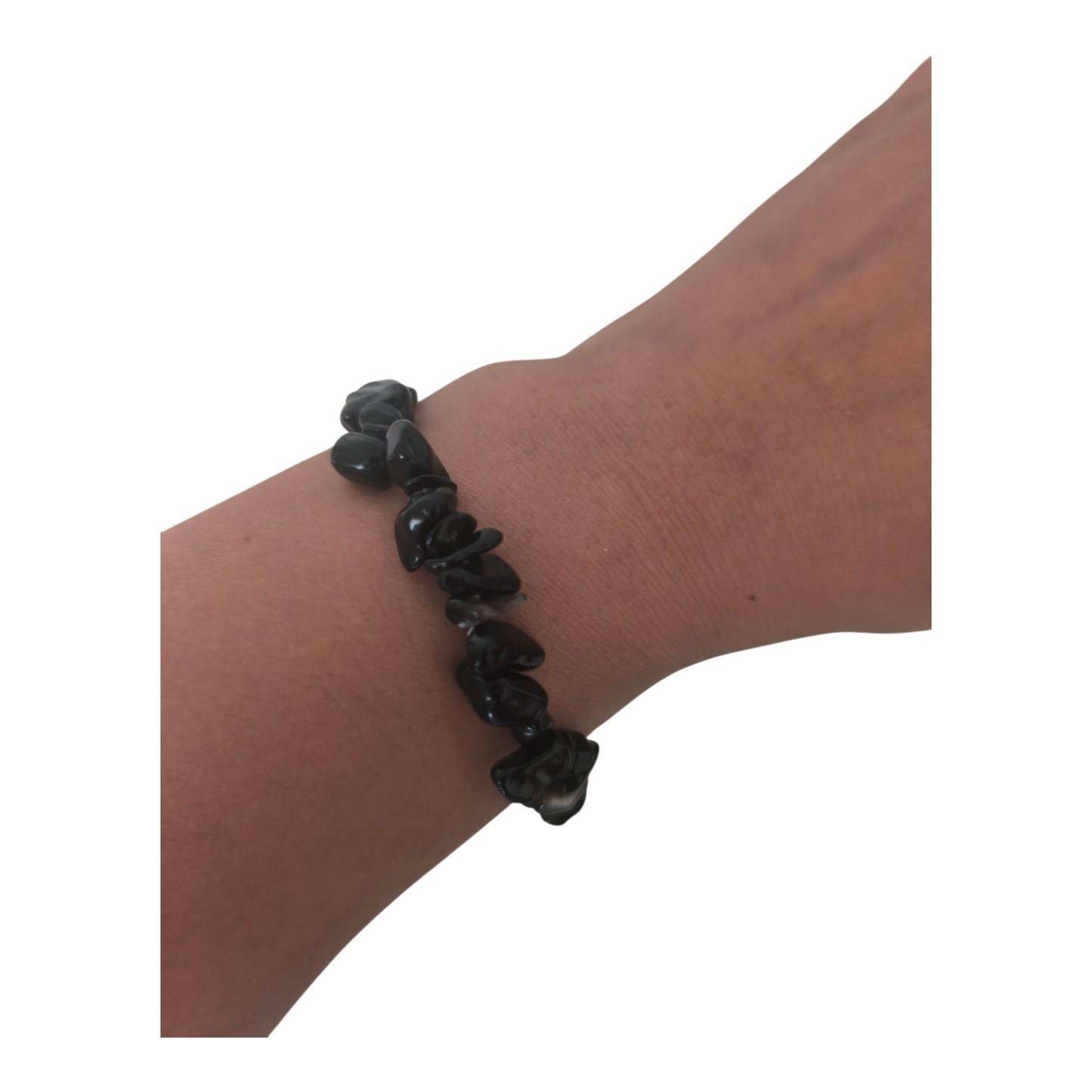 Pulseira cascalho de Obsidiana – Proteção, Centramento e Autodescoberta