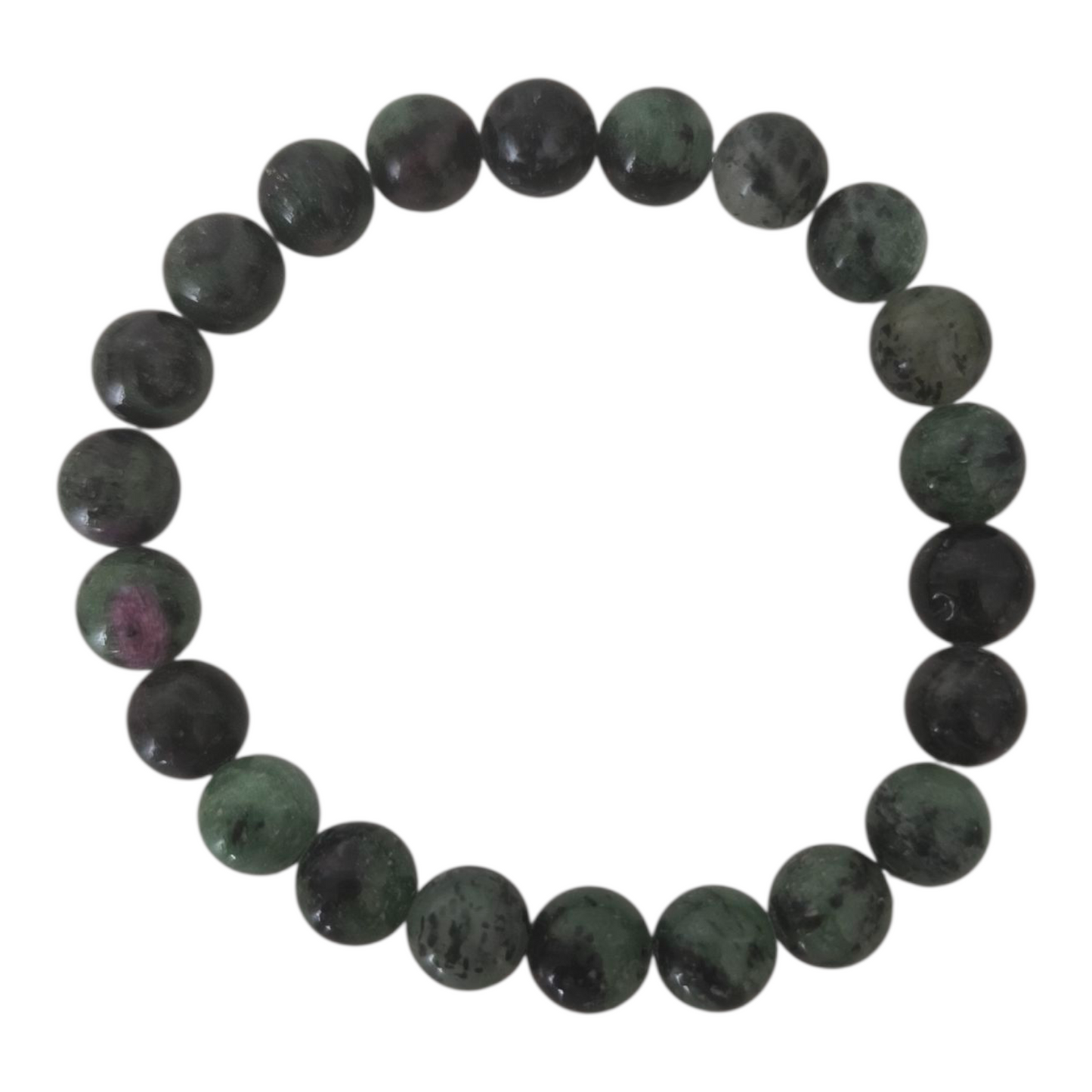 Pulseira esfera de Zoisita com Rubi – Paixão, Sucesso e Sabedoria