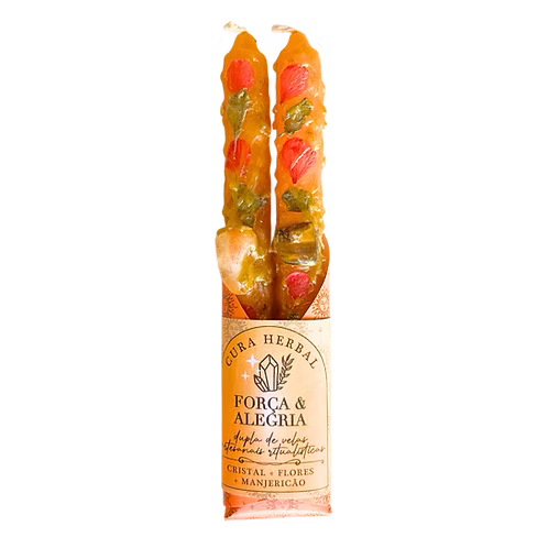 Dupla de Velas Laranjas Força & Alegria