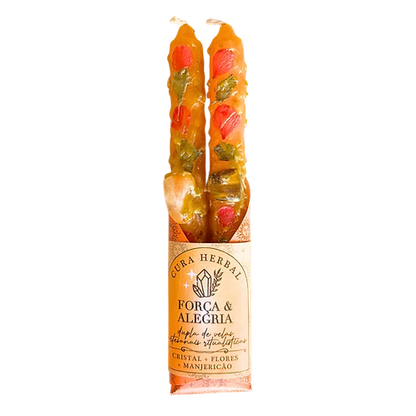 Dupla de Velas Laranjas Força & Alegria