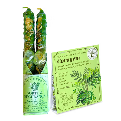 Kit Velas Verdes e Banho Coragem