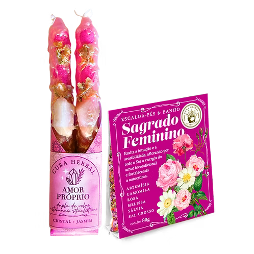 Kit Velas Rosas e Banho Sagrado Feminino