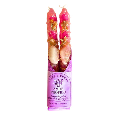Dupla de Velas Rosas Amor Próprio