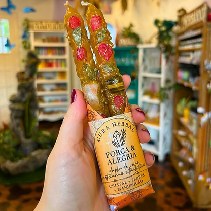 Dupla de Velas Laranjas Força & Alegria