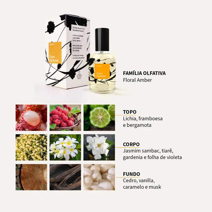 FLORES POÉTICAS LUMINOSAS | Perfume Solar Floral - 60 ML | Uma fragrância radiante, paradisíaca.