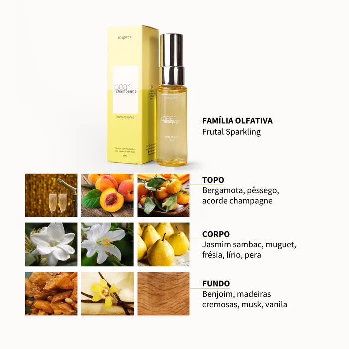 PEAR CHAMPAGNE 30ml | Body Essence frutal sofisticado que desperta o entusiasmo. Desenvolvido com Neurociência.