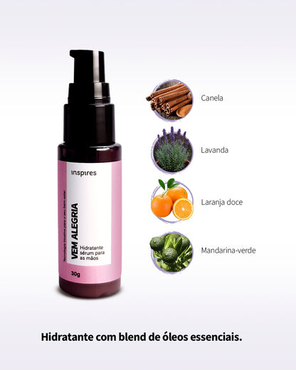VEM ALEGRIA | HYDRAEMOTION para as mãos com blend de óleos essenciais para otimismo