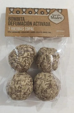 Bombita Defumacion Activada x4 Sagrada Madre -7 Hierbas Copal (Sacolinha)