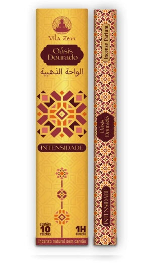 Incenso Vila Zen Linha Árabe -Oásis Dourado - Intensidade