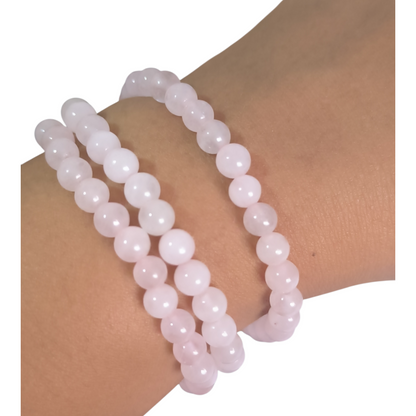 Pulseira de Quartzo Rosa esfera 6mm - Pedra do Amor