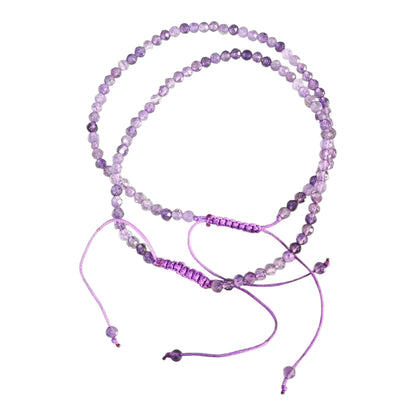 Pulseira de Ametista 3mm em Macramê - Cristal da Intuição, da Sabedoria e da Transmutação.