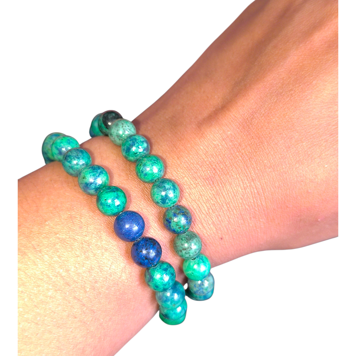 Pulseira esfera Azurita 8mm– Expansão da Consciência e Libertação de Crenças