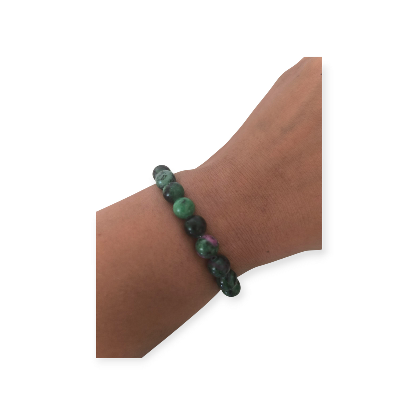 Pulseira esfera de Zoisita com Rubi – Paixão, Sucesso e Sabedoria