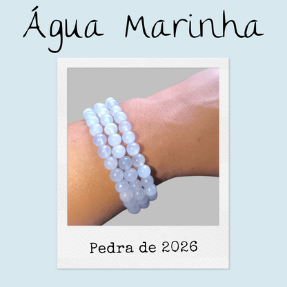 PULSEIRA ÁGUA MARINHA - ESFERAS DE 6MM -  PEDRA DE 2026