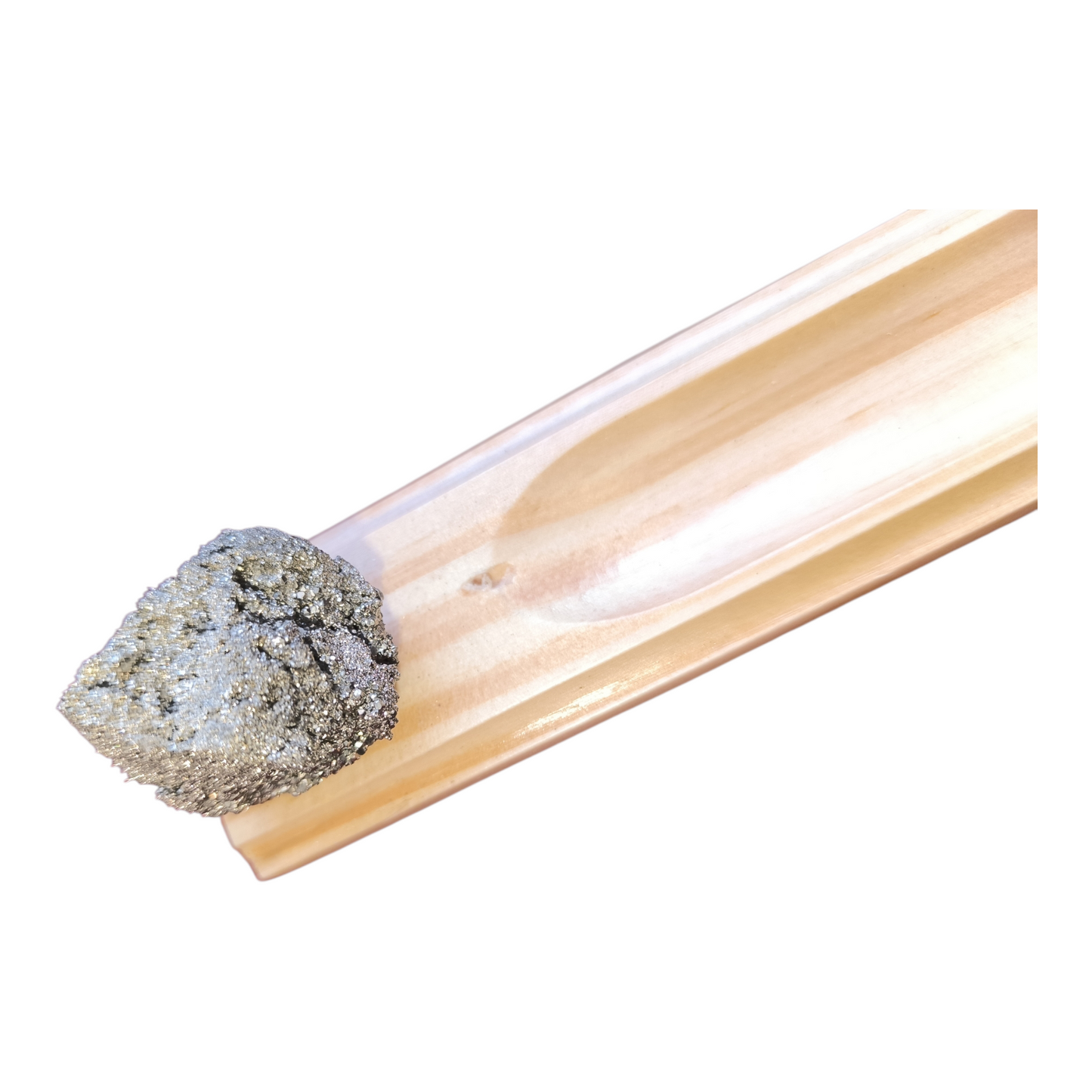 Incensário Pirita na Base de Madeira Pinus