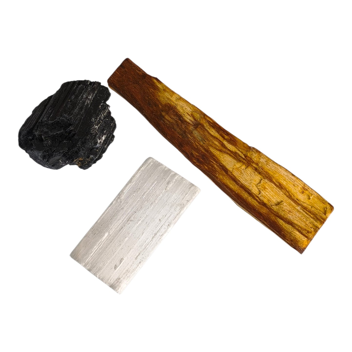 Kit Limpeza e Proteção Energética: Selenita,Turmalina Negra e Palo Santo