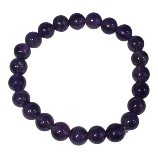 Pulseira esfera Ametista 8mm - Intuição, Espiritualidade, Conexão
