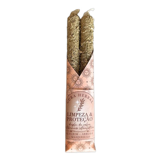 Dupla de Velas c/ Ervas Limpeza & Proteção